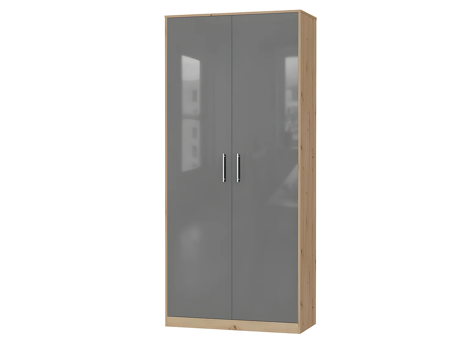 Lit escamotable +2 Placards Vertical 140x200+(100x2)cm Lit Rabattable Lit Mural Standard Chêne Sauvage/Anthracite brillant