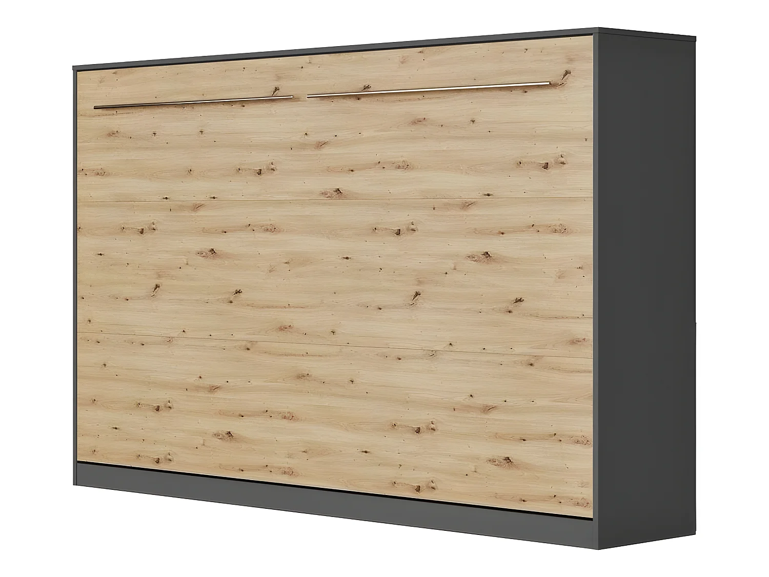 Armoire Lit escamotable 140x200cm Supérieur Horizontal Lit Rabattable Lit Mural Anthracite/Chêne sauvage