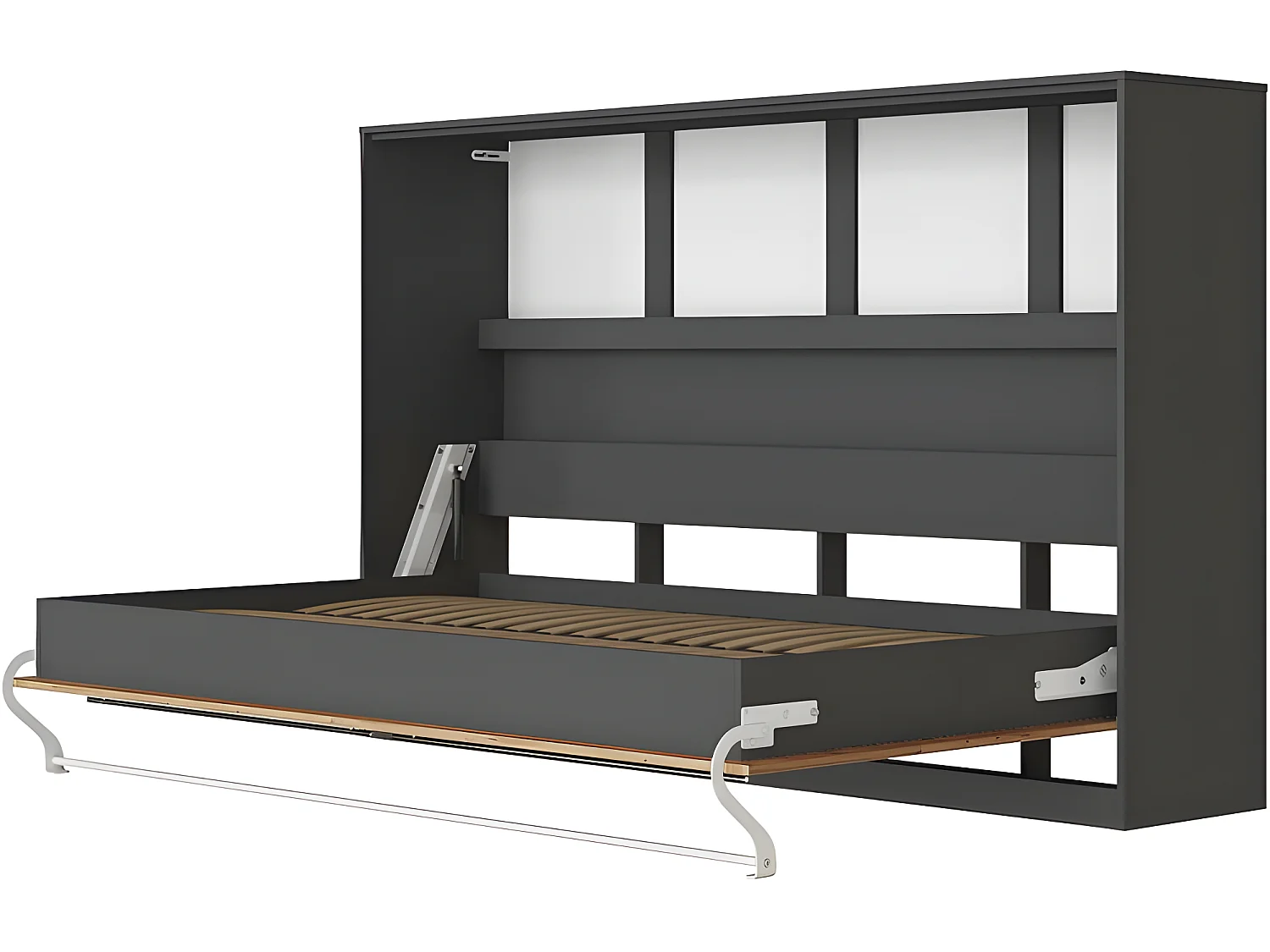 Armoire Lit escamotable 140x200cm Supérieur Horizontal Lit Rabattable Lit Mural Anthracite/Chêne sauvage
