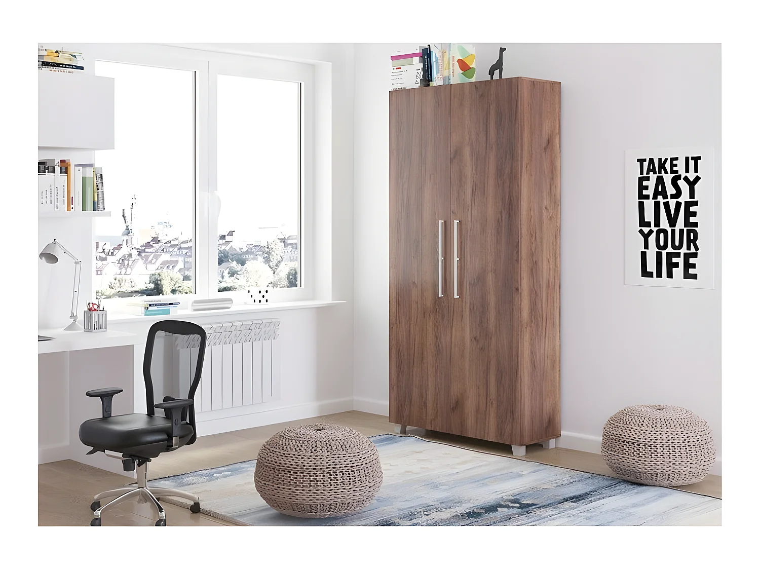 Armoire Lit escamotable Vertical 90x200 cm couleur avec porte Tabac foncé Lit Rabattable Lit Mural Todor