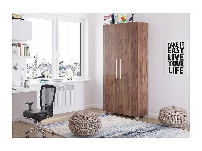 Armoire Lit escamotable Vertical 90x200 cm couleur avec porte Tabac foncé Lit Rabattable Lit Mural Todor