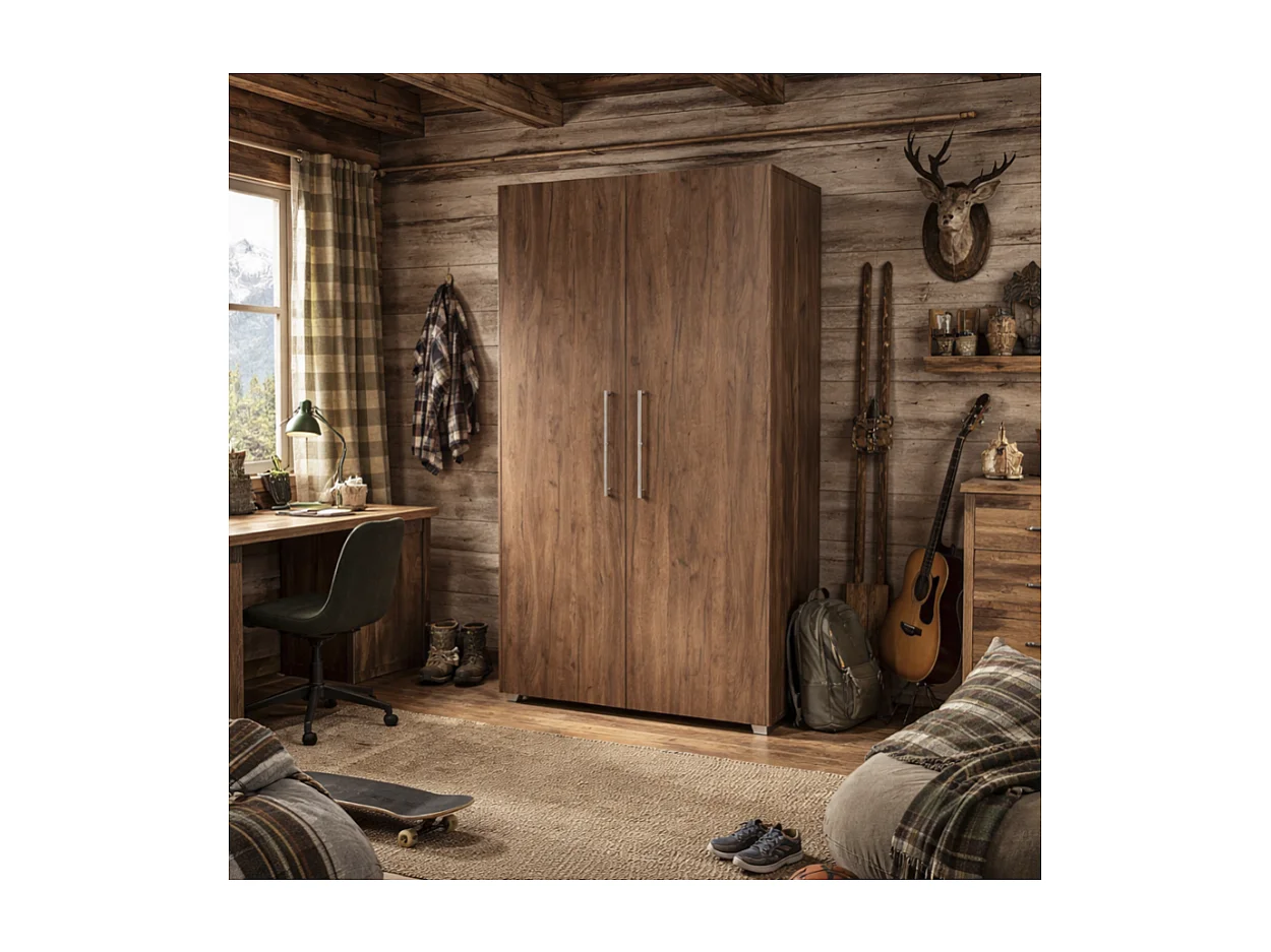 Armoire Lit escamotable Vertical 90x200 cm couleur avec porte Tabac foncé Lit Rabattable Lit Mural Todor