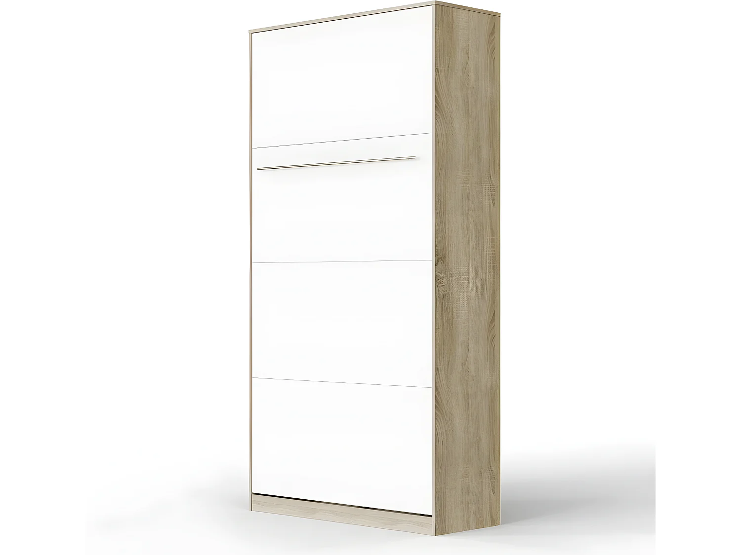 Armoire Lit escamotable 90x200cm Vertical Lit Rabattable Lit Mural Supérieur Chêne Sonoma/Blanc
