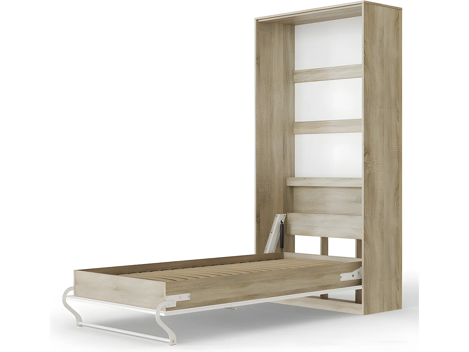 Armoire Lit escamotable 90x200cm Vertical Lit Rabattable Lit Mural Supérieur Chêne Sonoma/Blanc