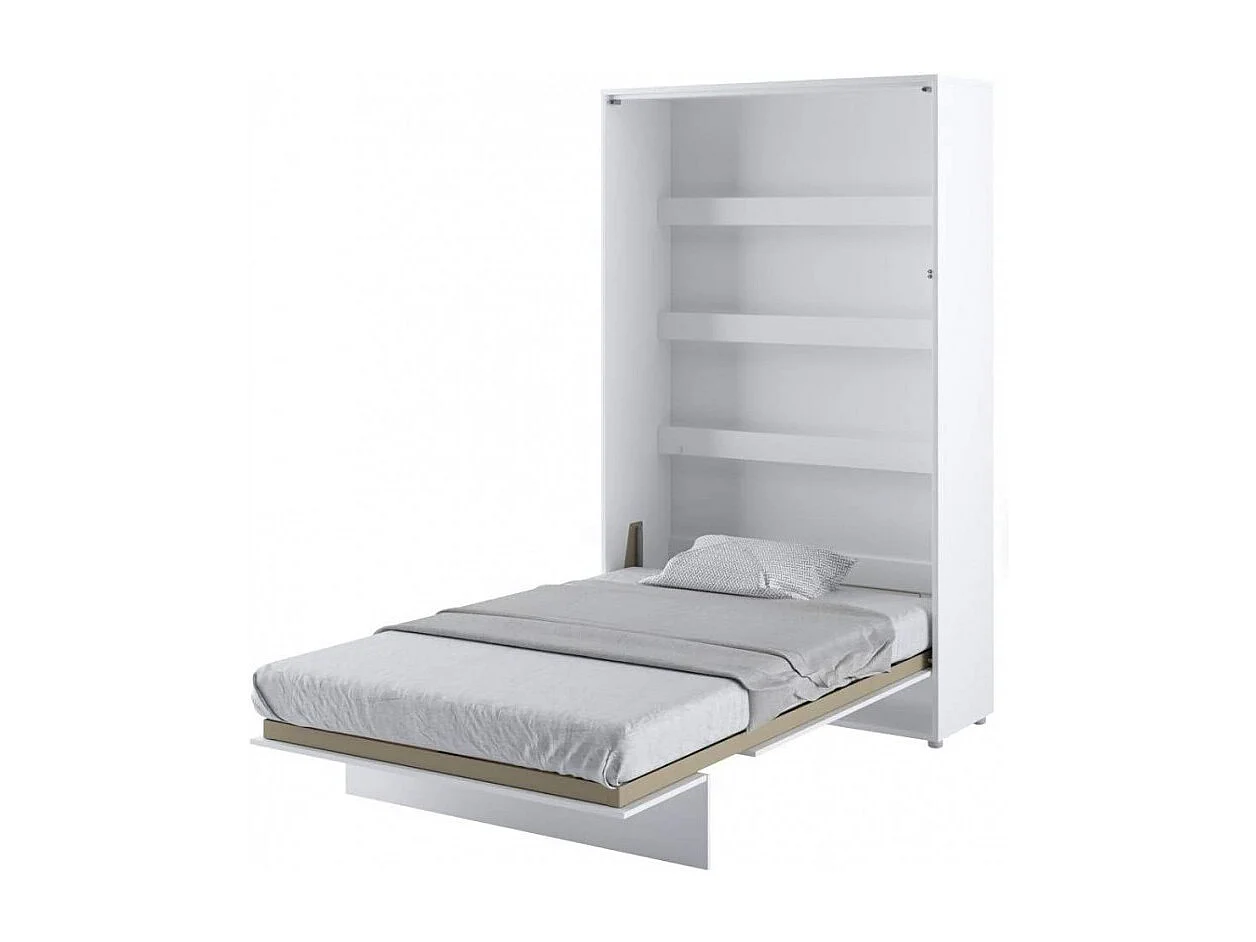 Lenart Armoire Lit escamotable +2 Placards Vertical 140x200 cm blanc brillant tiroir Lit Rabattable Lit Mural"Consus"
