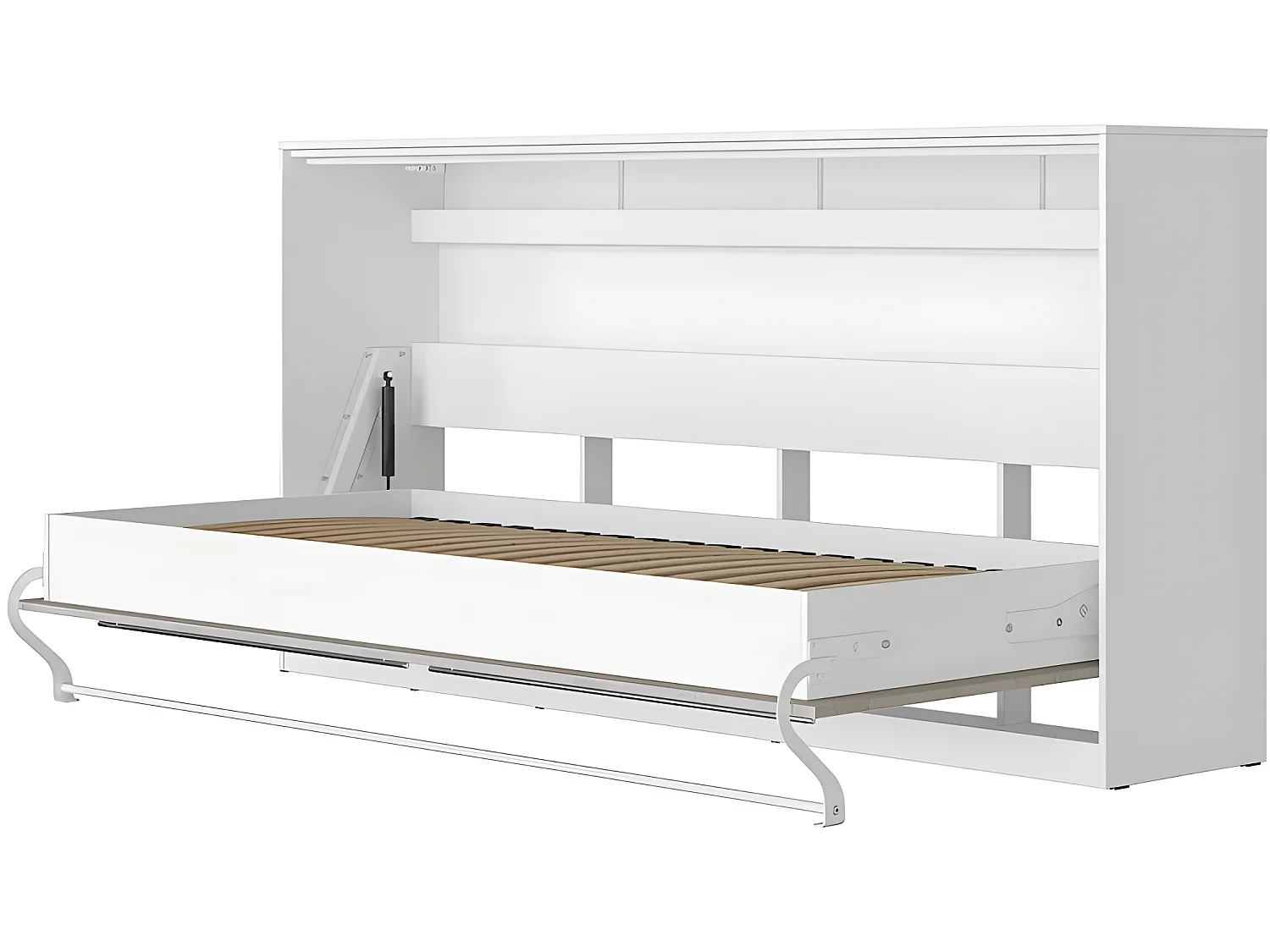 Armoire Lit escamotable 90x200cm Supérieur Horizontal Lit Rabattable Lit Mural Blanc/Béton