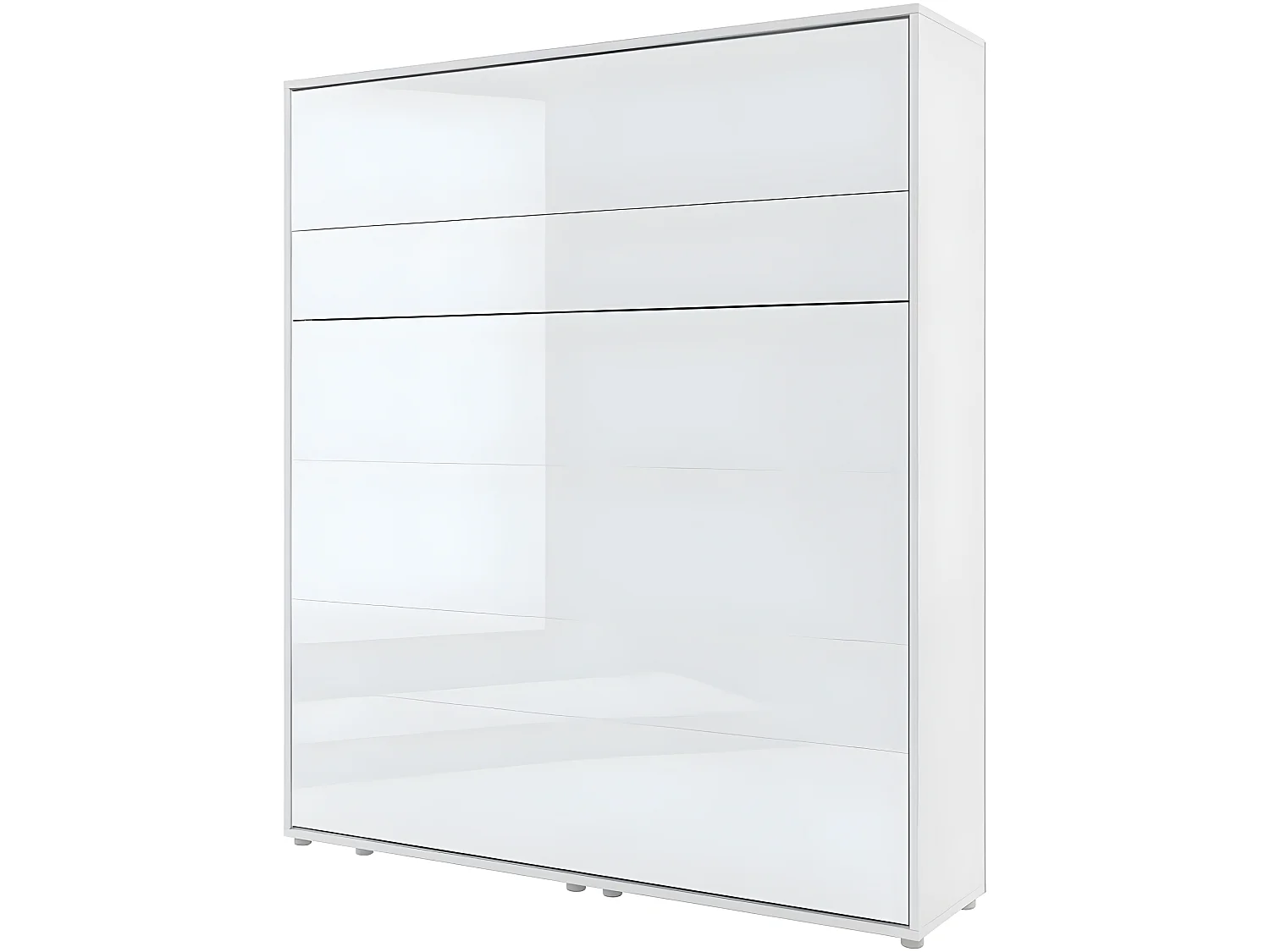 Lenart Armoire Lit escamotable +2 Placards tiroir Vertical 180x200 cm blanc brillant tiroir Lit Rabattable Lit Mural"Consus"