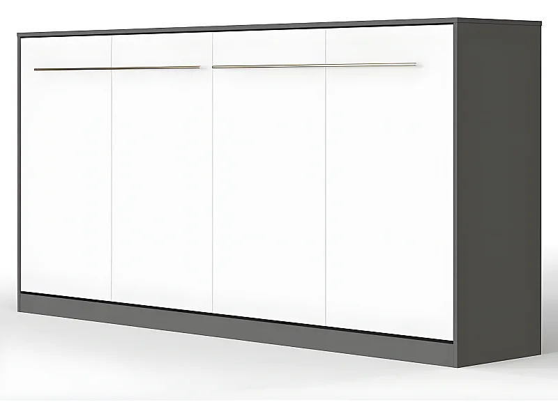 Armoire Lit escamotable 90x200cm Supérieur Horizontal Lit Rabattable Lit Mural Anthracite/Blanc