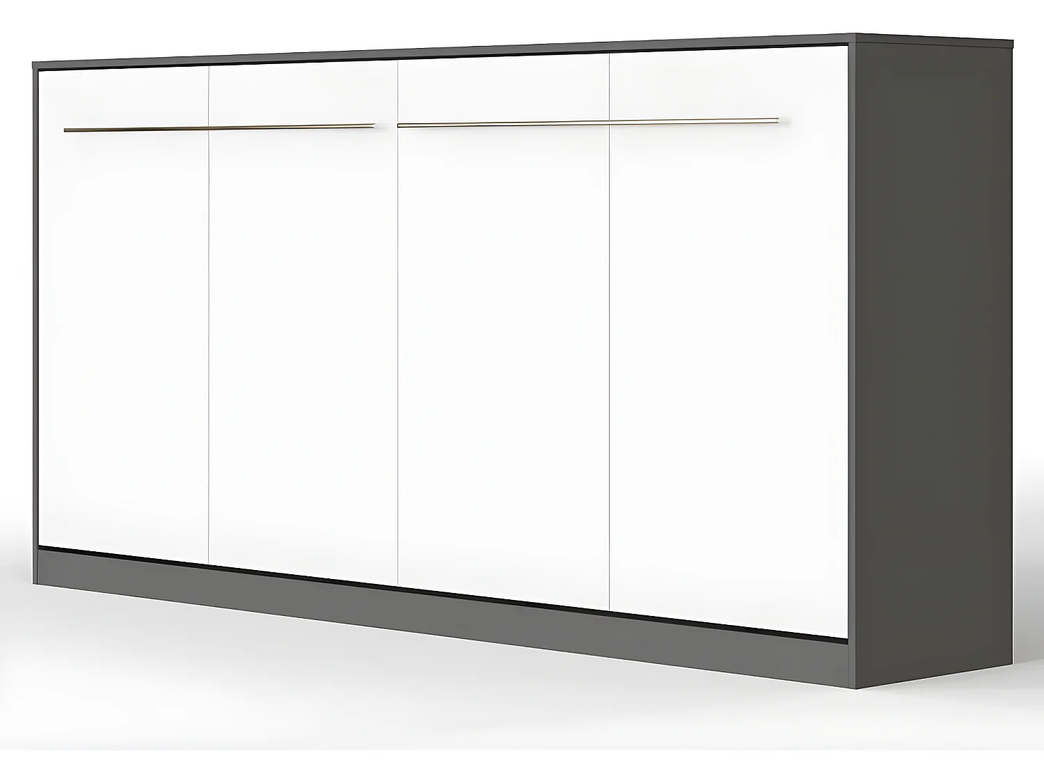 Armoire Lit escamotable 90x200cm Supérieur Horizontal Lit Rabattable Lit Mural Anthracite/Blanc