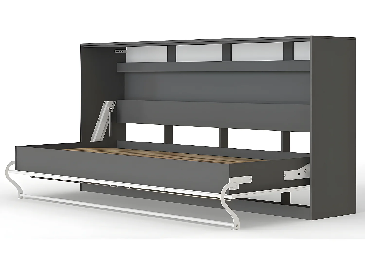 Armoire Lit escamotable 90x200cm Supérieur Horizontal Lit Rabattable Lit Mural Anthracite/Blanc