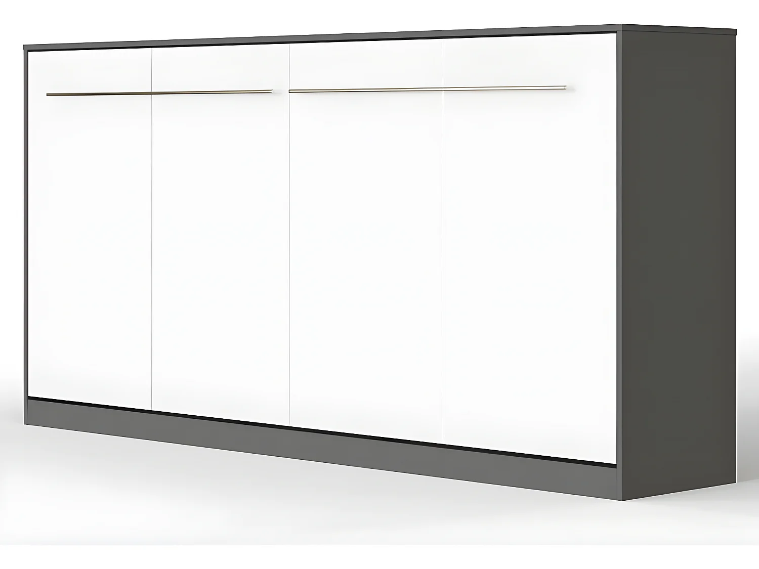 Armoire Lit escamotable 90x200cm Supérieur Horizontal Lit Rabattable Lit Mural Anthracite/Blanc