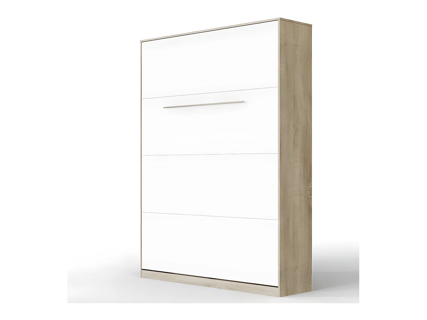 Lit escamotable +2 Placards Vertical 140x200+(80x2)cm Lit Rabattable Lit Mural Standard Chêne Sonoma/Blanc