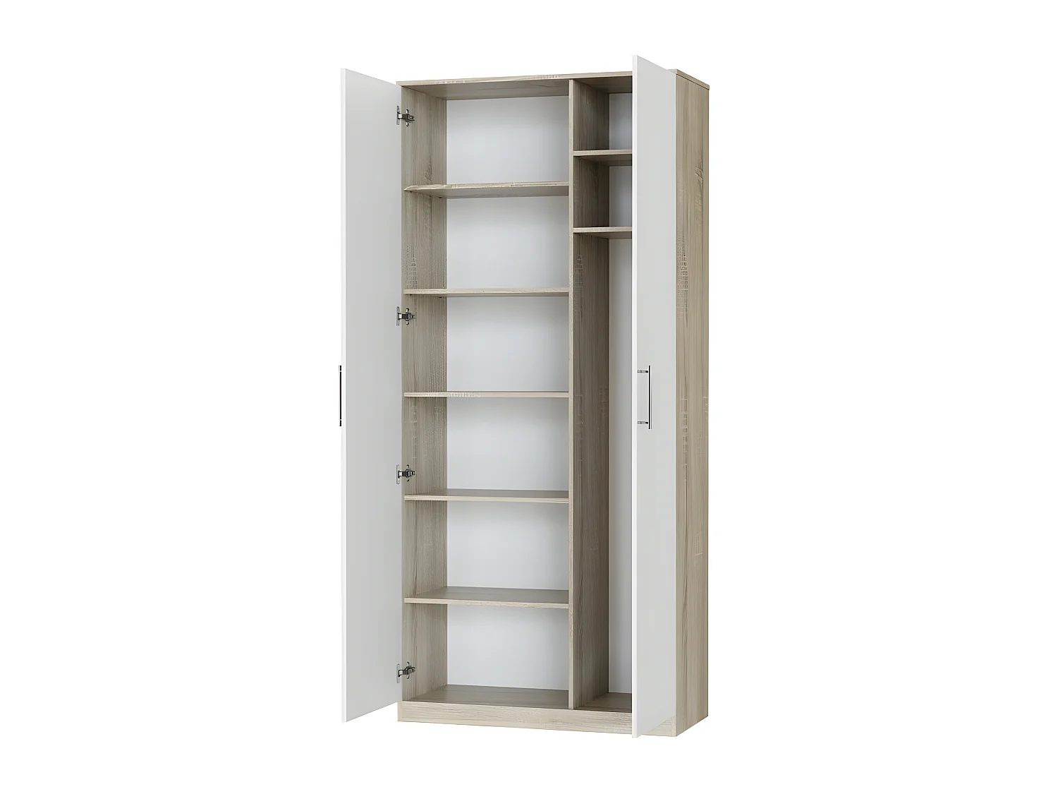 Lit escamotable +2 Placards Vertical 140x200+(80x2)cm Lit Rabattable Lit Mural Standard Chêne Sonoma/Blanc