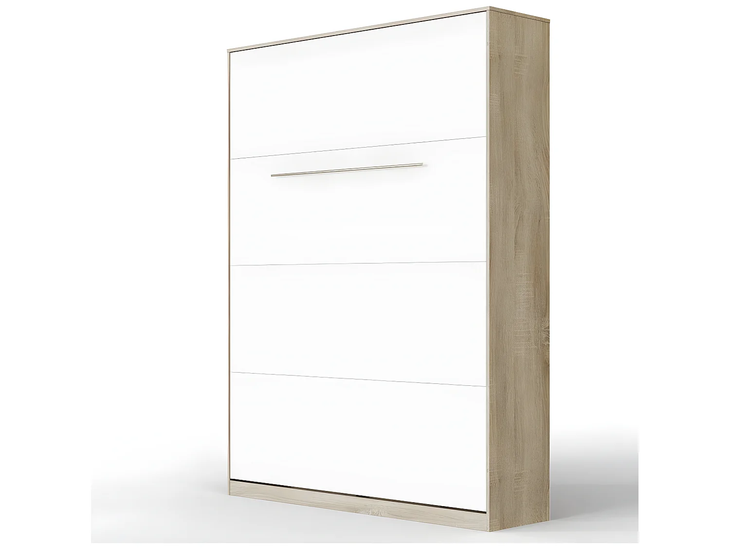 Lit escamotable +2 Placards Vertical 140x200+(80x2)cm Lit Rabattable Lit Mural Standard Chêne Sonoma/Blanc