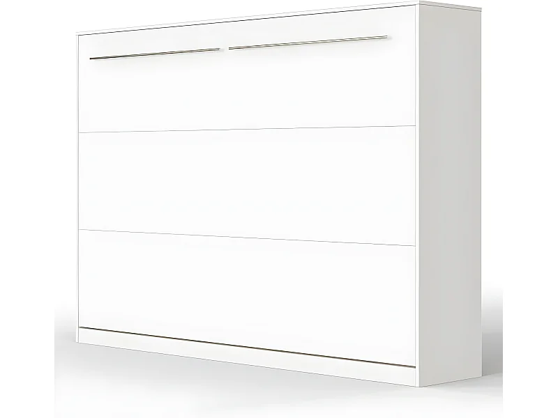 Armoire Lit escamotable 140x200cm Supérieur Horizontal Lit Rabattable Lit Mural Blanc/blanc