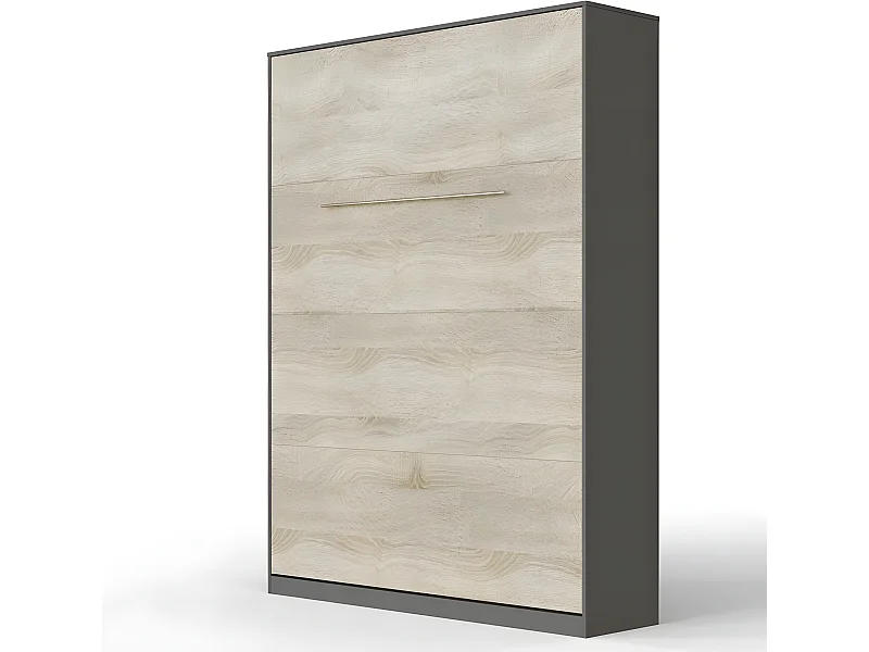 Armoire Lit escamotable 140x200cm Lit Rabattable Lit Mural Supérieur Vertical Anthracite/Chêne Sonoma