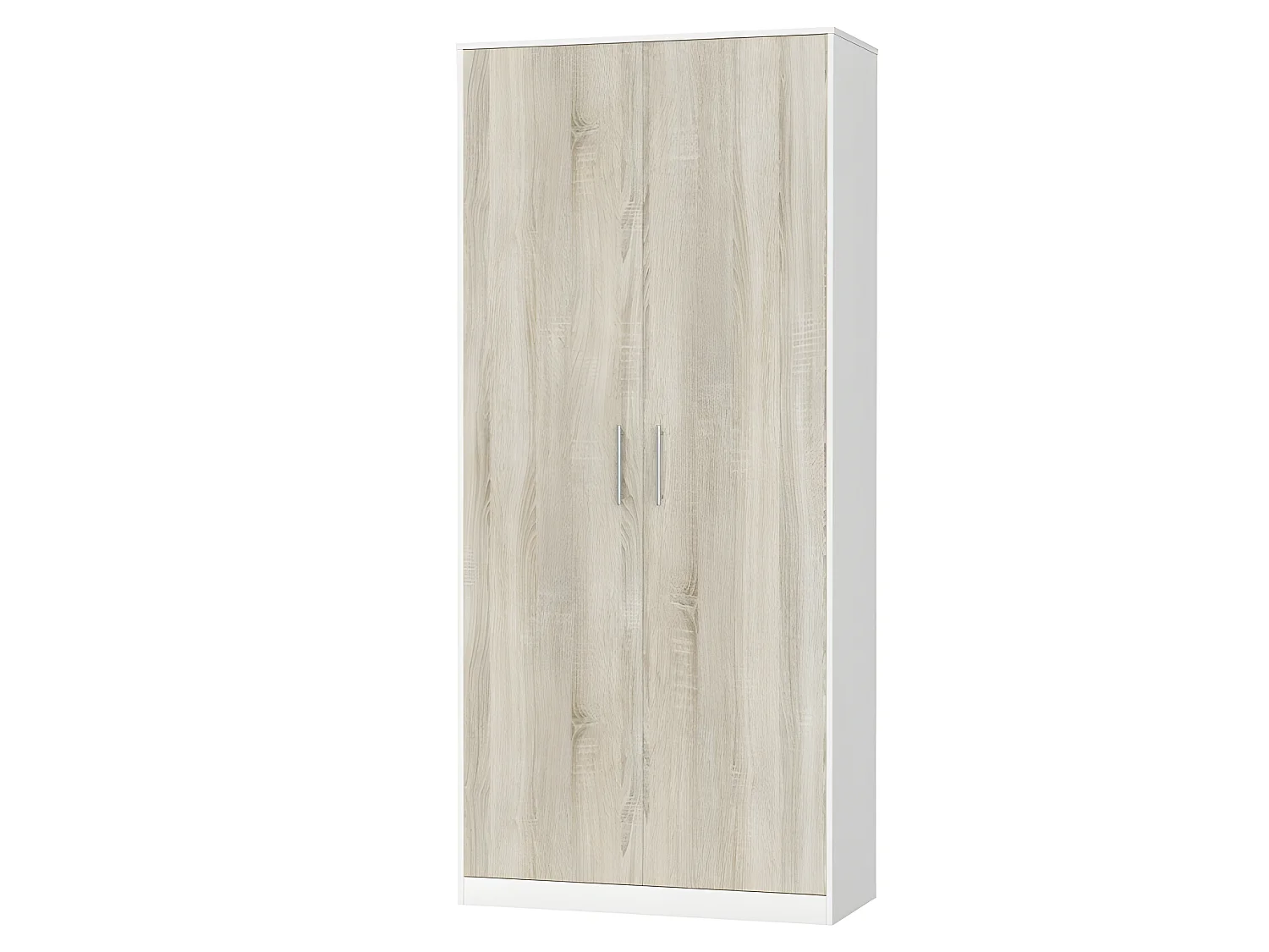 Lit escamotable +2 Placards Vertical 90x200+(80x2)cm Lit Rabattable Lit Mural Standard Blanc /Chêne Sonoma