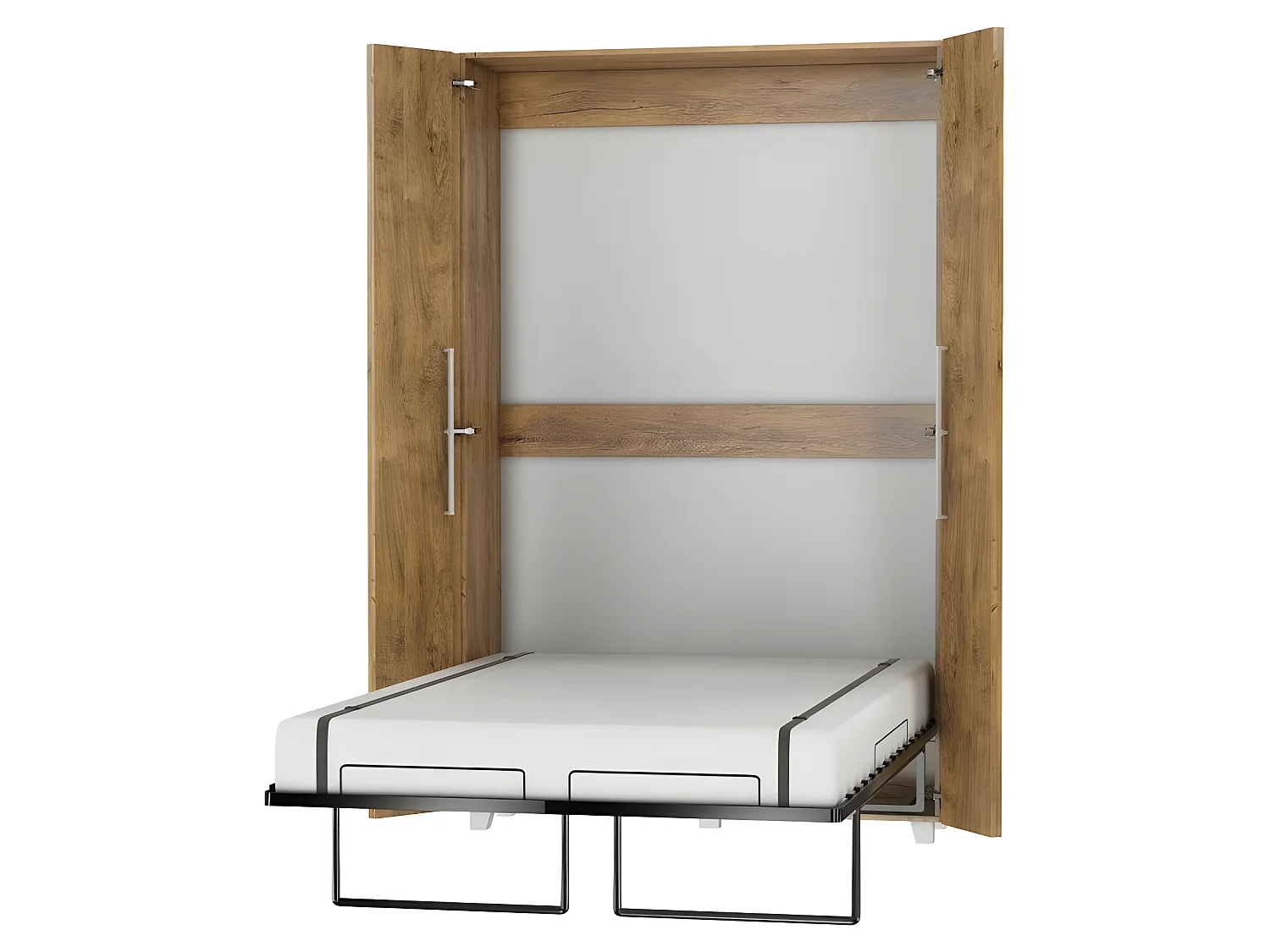 Armoire Lit escamotable Vertical 120x200 cm Chêne foncé avec porte Lit Rabattable Lit Mural Todor