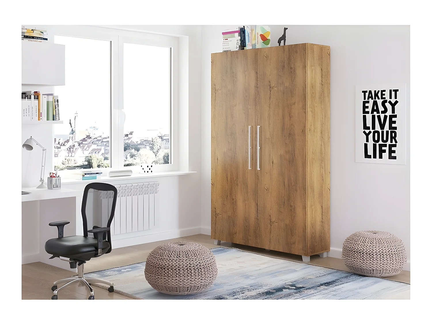 Armoire Lit escamotable Vertical 120x200 cm Chêne foncé avec porte Lit Rabattable Lit Mural Todor