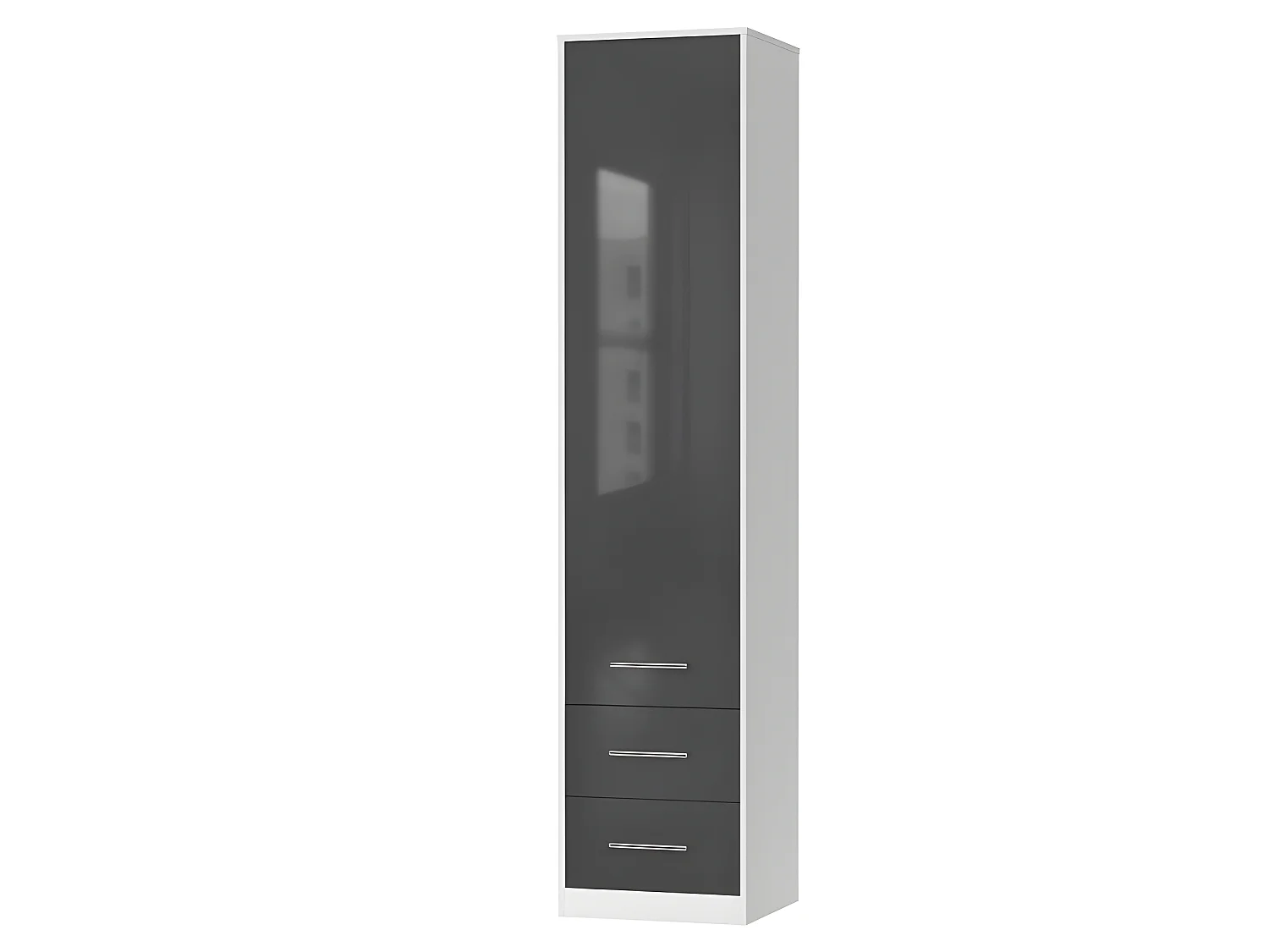 Lit escamotable +2 Placards Vertical 140x200+(50x2)cm Lit Rabattable Lit Mural Standard Blanc/Anthracite Brillant