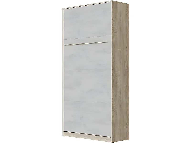 Armoire Lit escamotable 90x200cm Vertical Lit Rabattable Lit Mural Supérieur Chêne Sonoma/Béton