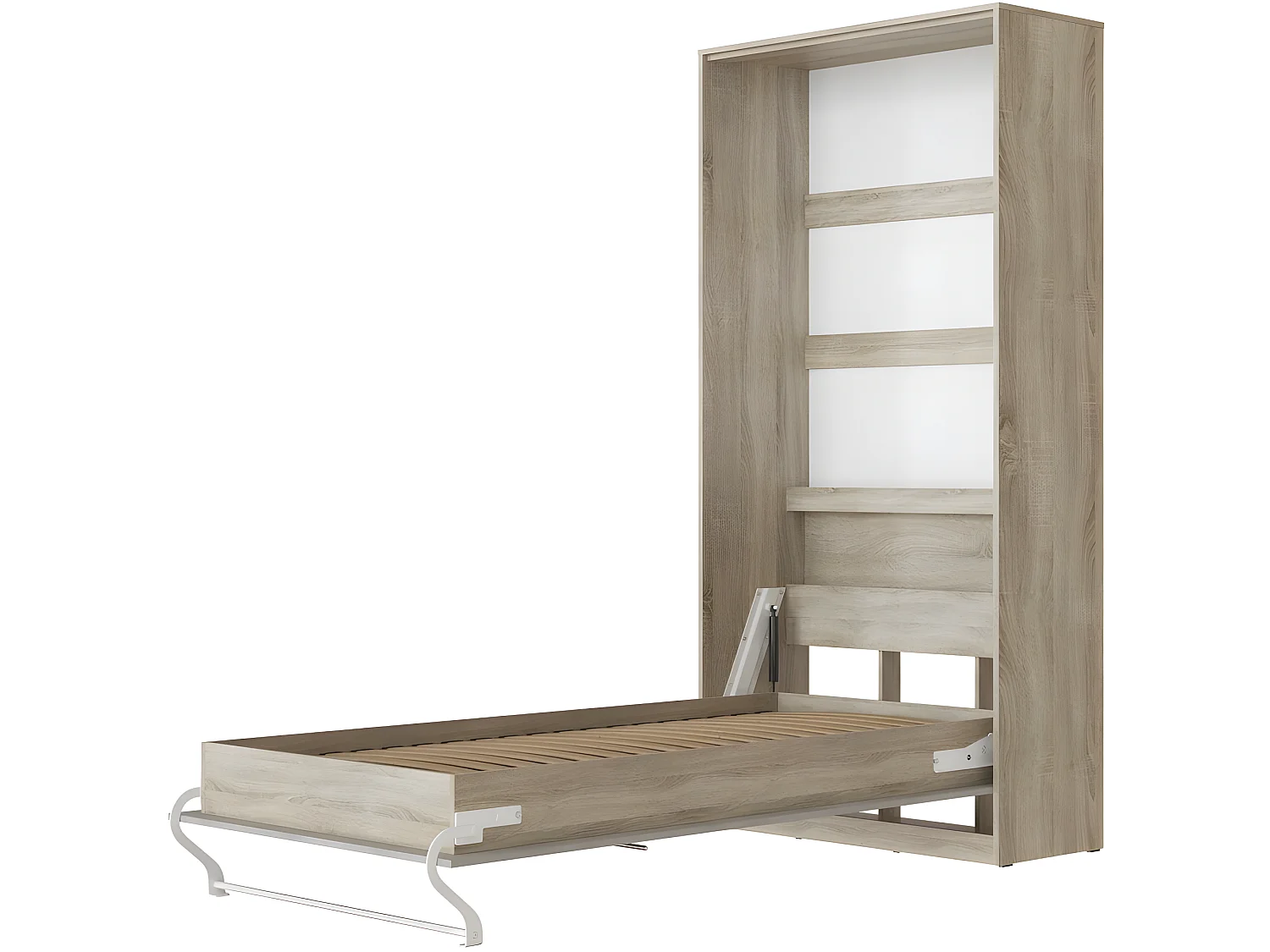 Armoire Lit escamotable 90x200cm Vertical Lit Rabattable Lit Mural Supérieur Chêne Sonoma/Béton