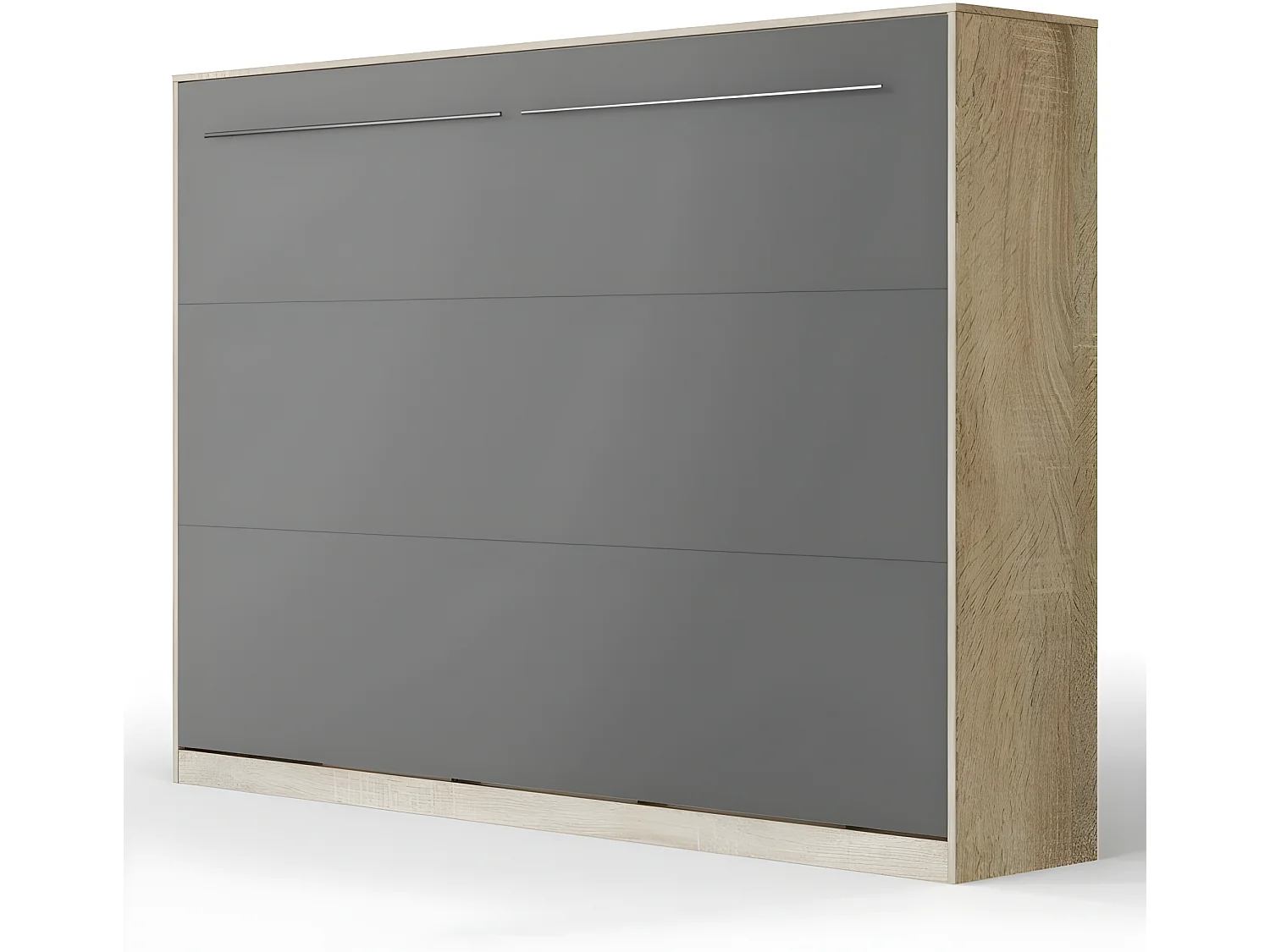 Armoire Lit escamotable 140x200cm Supérieur Horizontal Lit Rabattable Lit Mural Chêne Sonoma/Anthracite