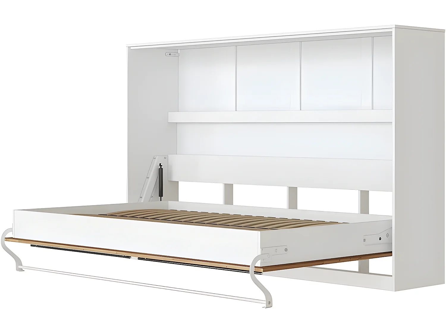 Armoire Lit escamotable 120x200cm Supérieur Horizontal Lit Rabattable Lit Mural Blanc/Chêne Sauvage