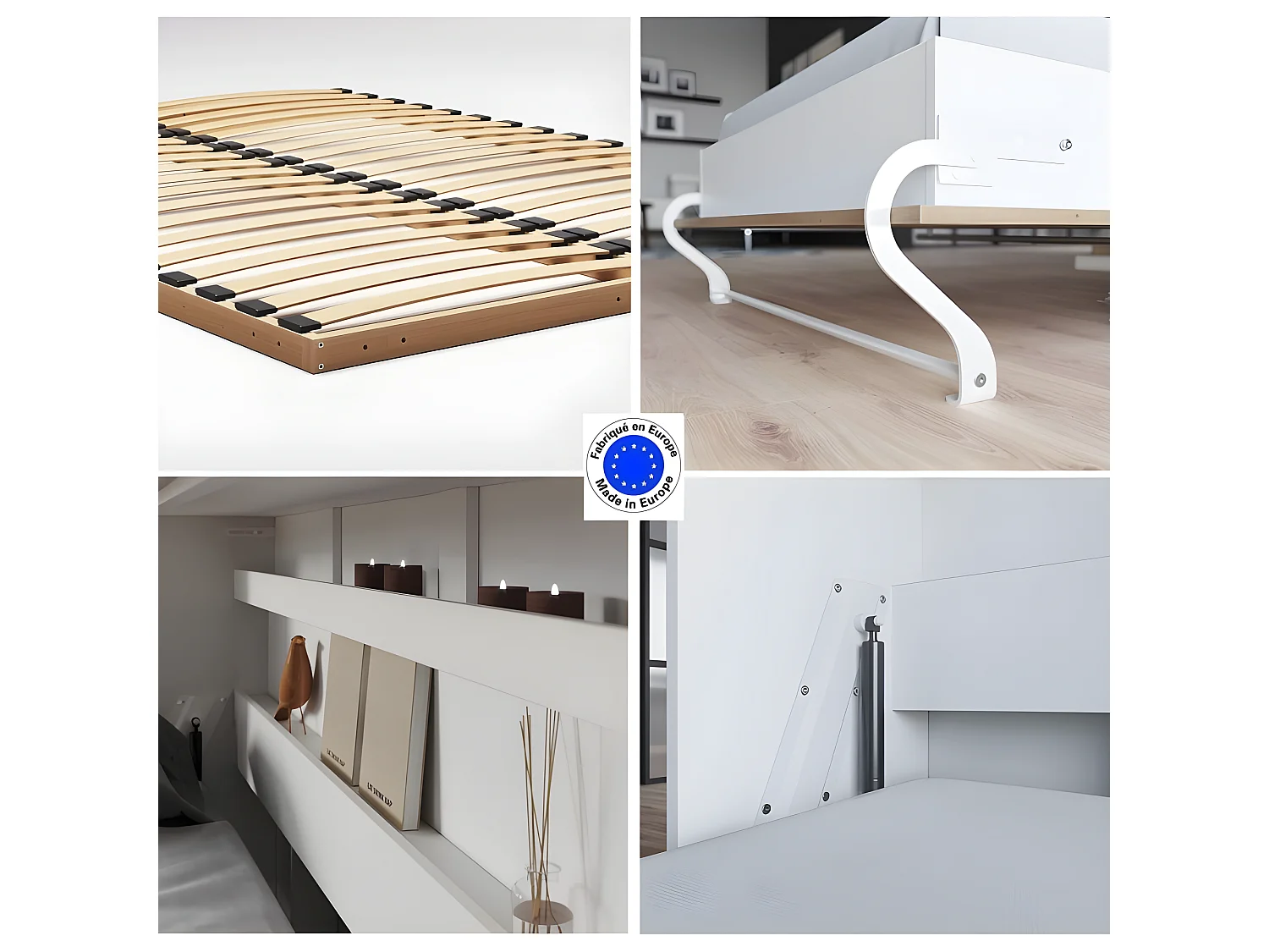 Armoire Lit escamotable 120x200cm Supérieur Horizontal Lit Rabattable Lit Mural Blanc/Chêne Sauvage