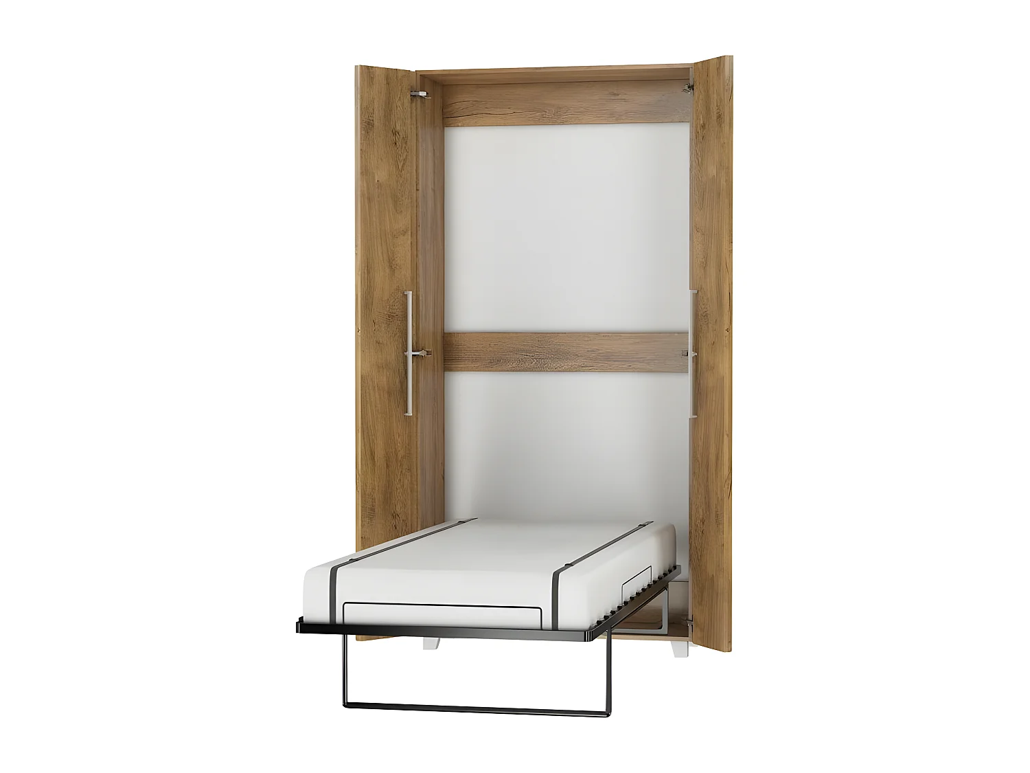 Armoire Lit escamotable Vertical 90x200 cm Chêne foncé avec porte Lit Rabattable Lit Mural Todor