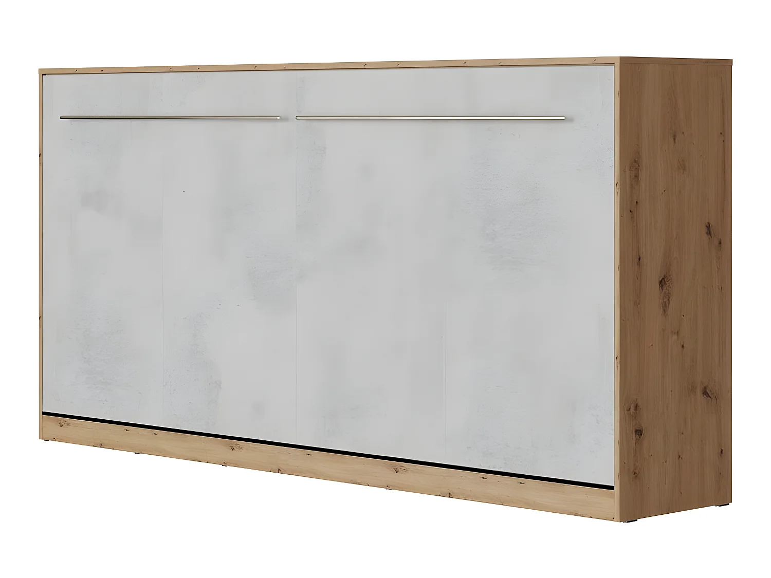 Armoire Lit escamotable 90x200cm Supérieur Horizontal Lit Rabattable Lit Mural Chêne Sauvage/Béton