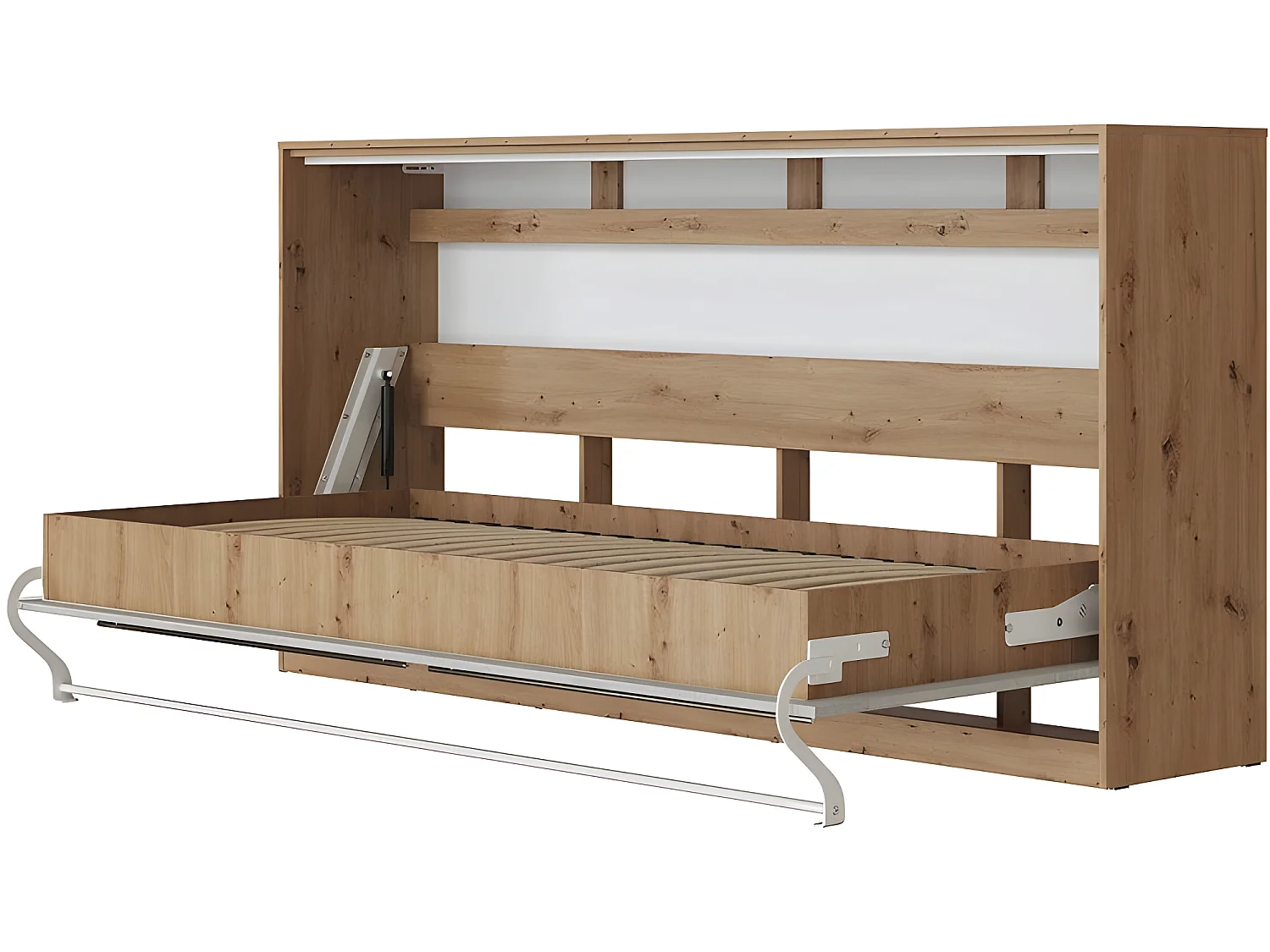 Armoire Lit escamotable 90x200cm Supérieur Horizontal Lit Rabattable Lit Mural Chêne Sauvage/Béton