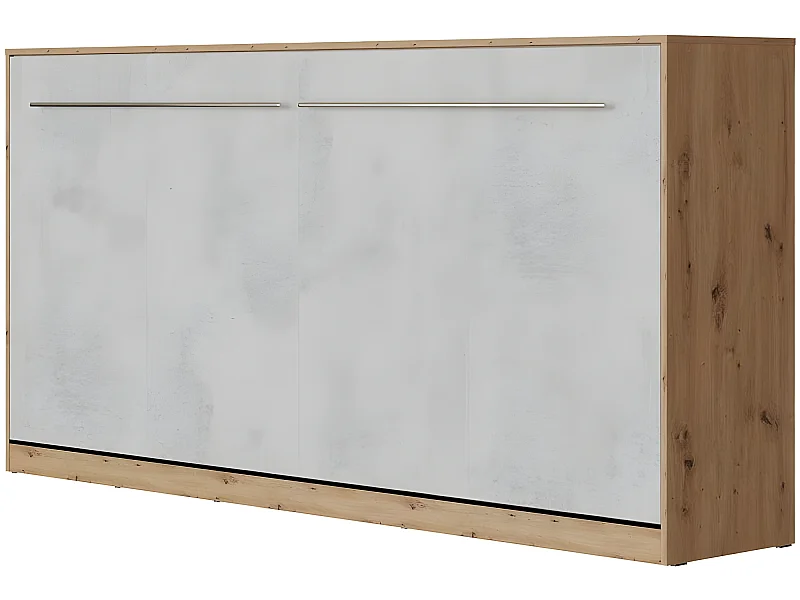 Armoire Lit escamotable 90x200cm Supérieur Horizontal Lit Rabattable Lit Mural Chêne Sauvage/Béton