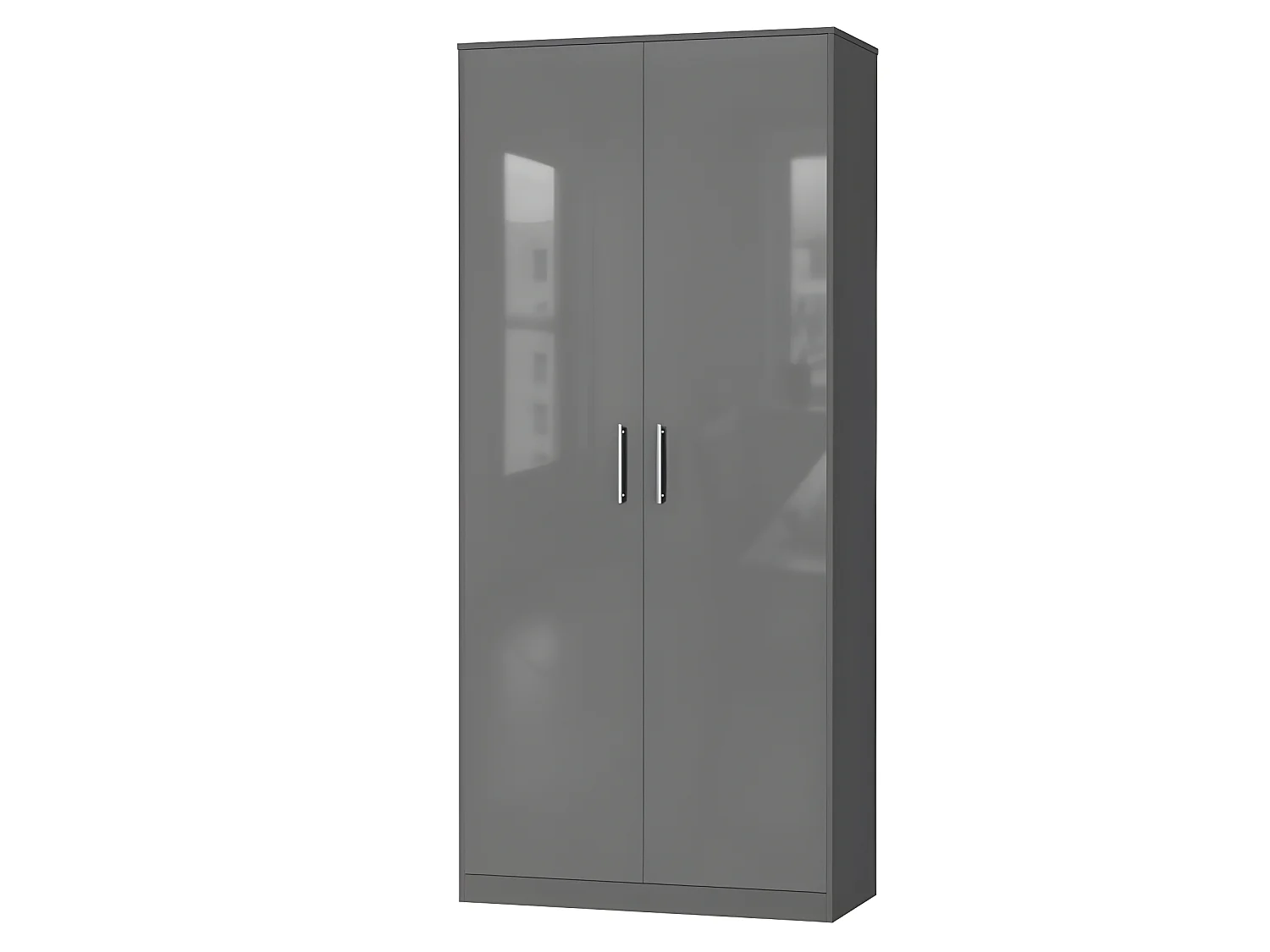 Lit escamotable +2 Placards Vertical 90x200+(100x2)cm Lit Rabattable Lit Mural Standard Anthracite/Anthracite brillant