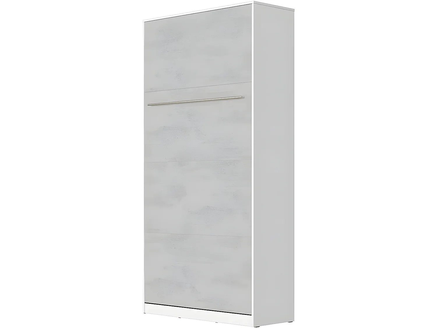 Armoire Lit escamotable 90x200cm Vertical Lit Rabattable Lit Mural Supérieur Blanc/Béton