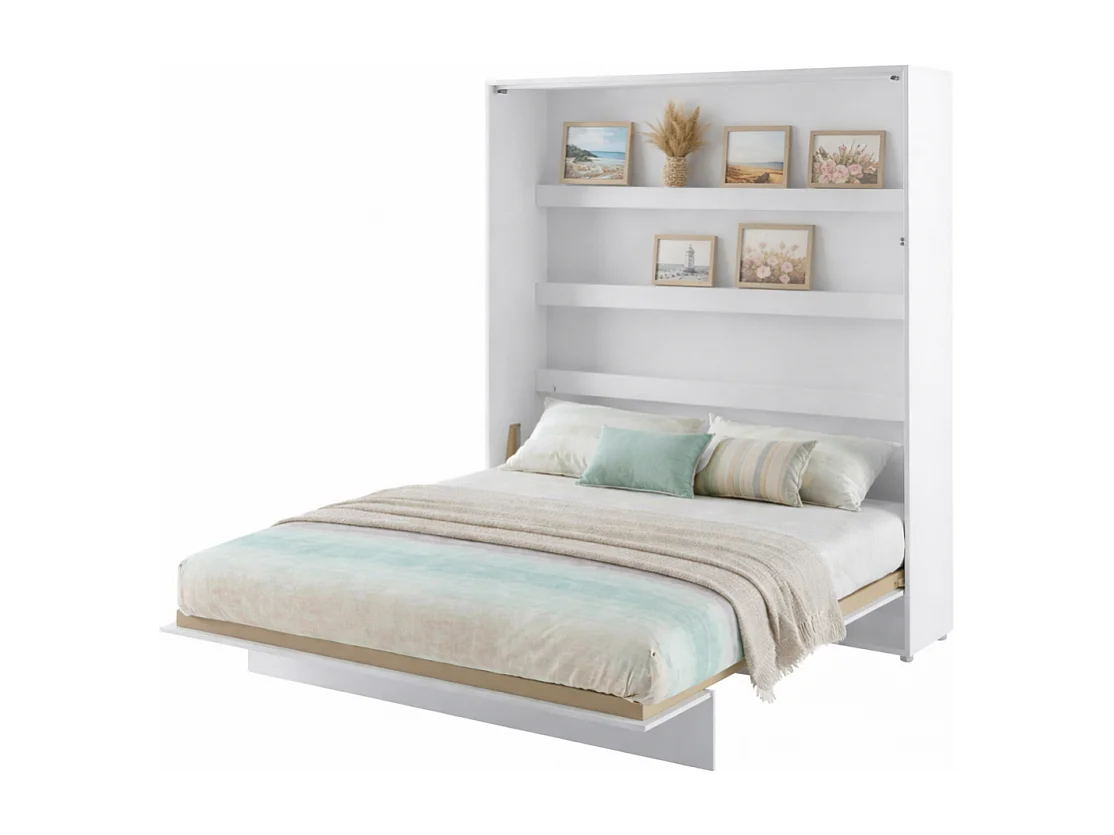 Lenart Armoire Lit escamotable Vertical 180x200 cm Blanc mat Lit Rabattable Lit Mural"Consus"