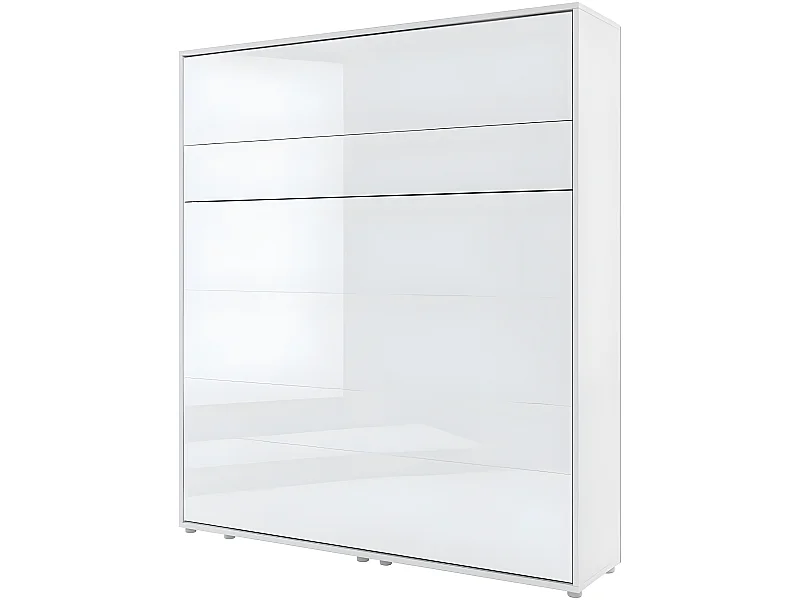 Lenart Armoire Lit escamotable Vertical 180x200 cm Blanc mat Lit Rabattable Lit Mural"Consus"