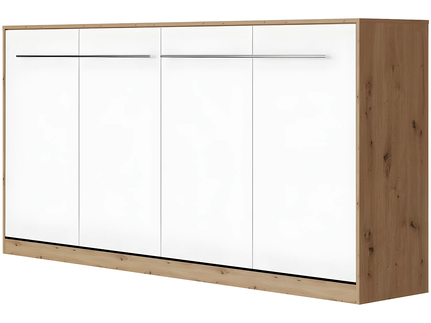 Armoire Lit escamotable 90x200cm Supérieur Horizontal Lit Rabattable Lit Mural Chêne Sauvage/blanc