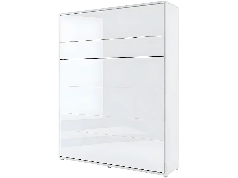 Lenart Armoire Lit escamotable Vertical 160x200 cm Blanc brillant Lit Rabattable Lit Mural"Consus"