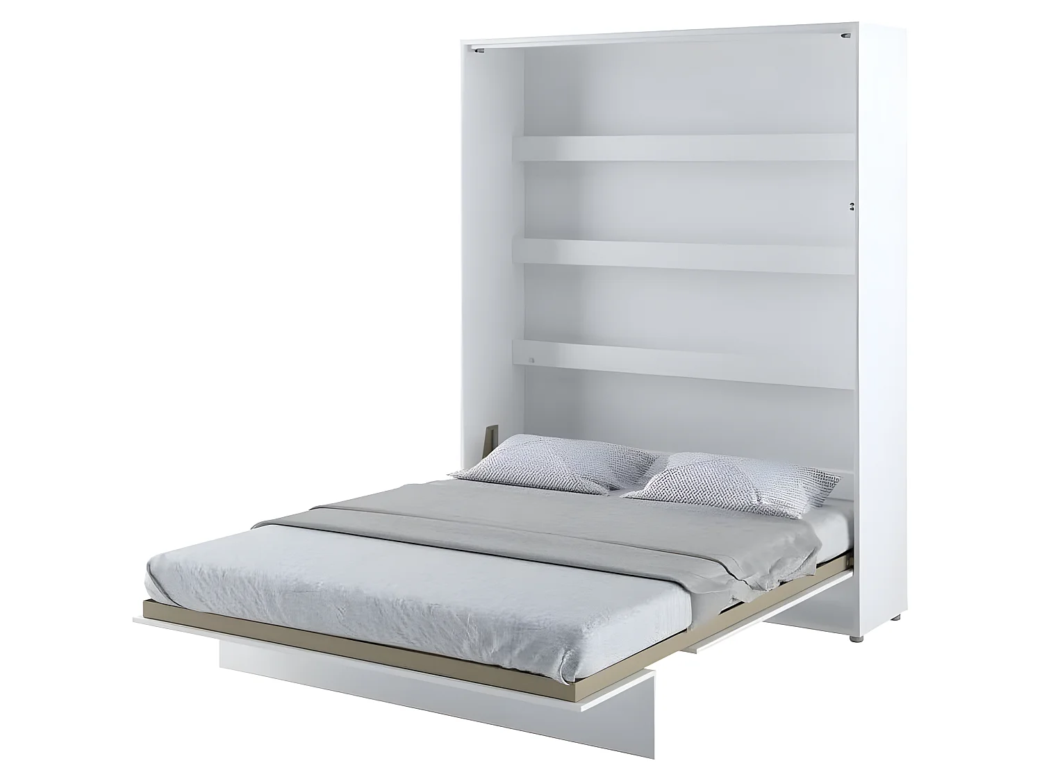 Lenart Armoire Lit escamotable Vertical 160x200 cm Blanc brillant Lit Rabattable Lit Mural"Consus"