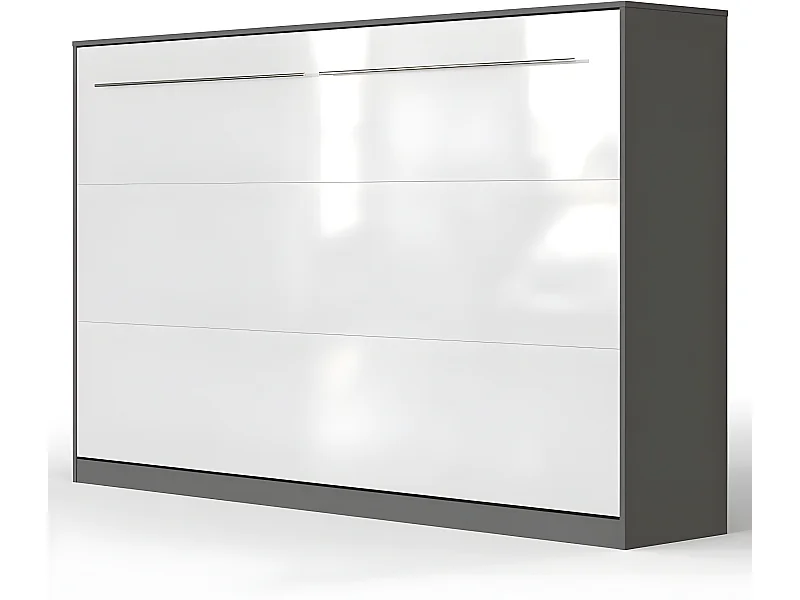 Armoire Lit escamotable 120x200cm Supérieur Horizontal Lit Rabattable Lit Mural Anthracite/blanc brillant