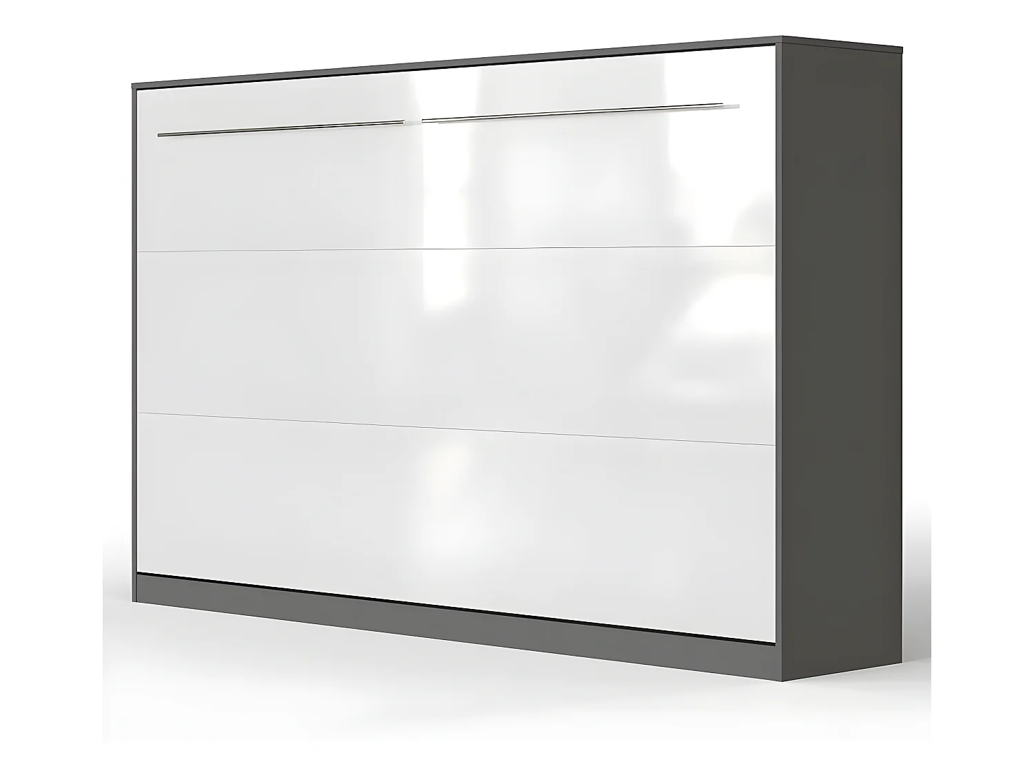 Armoire Lit escamotable 120x200cm Supérieur Horizontal Lit Rabattable Lit Mural Anthracite/blanc brillant