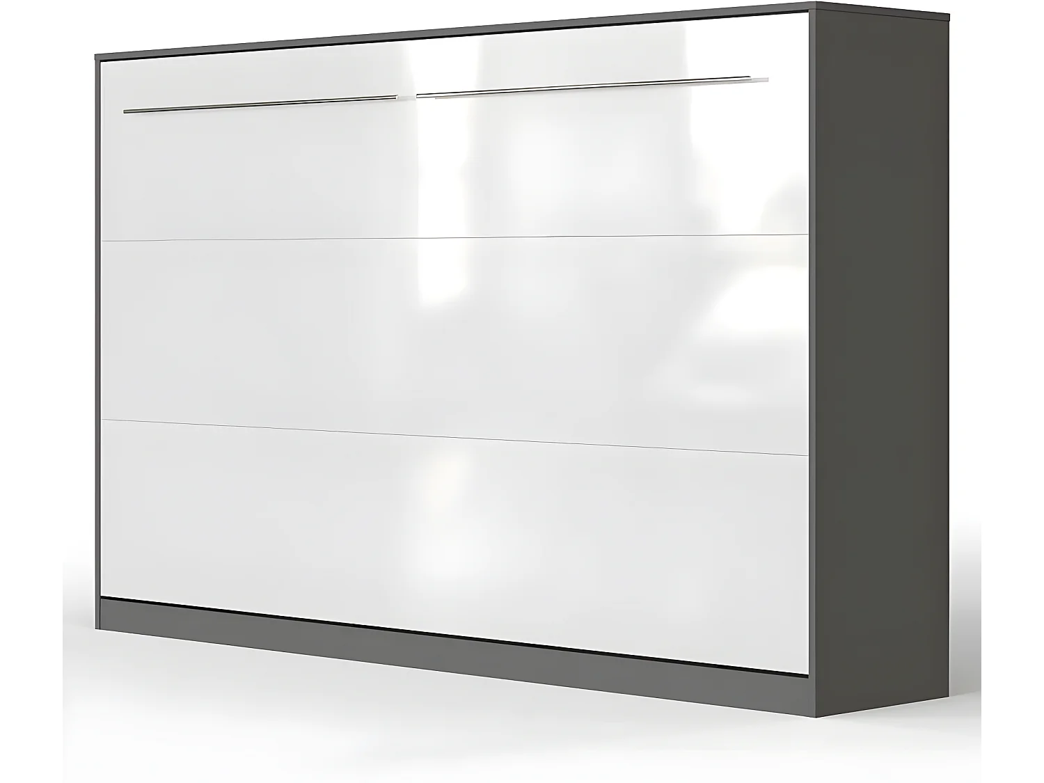 Armoire Lit escamotable 120x200cm Supérieur Horizontal Lit Rabattable Lit Mural Anthracite/blanc brillant