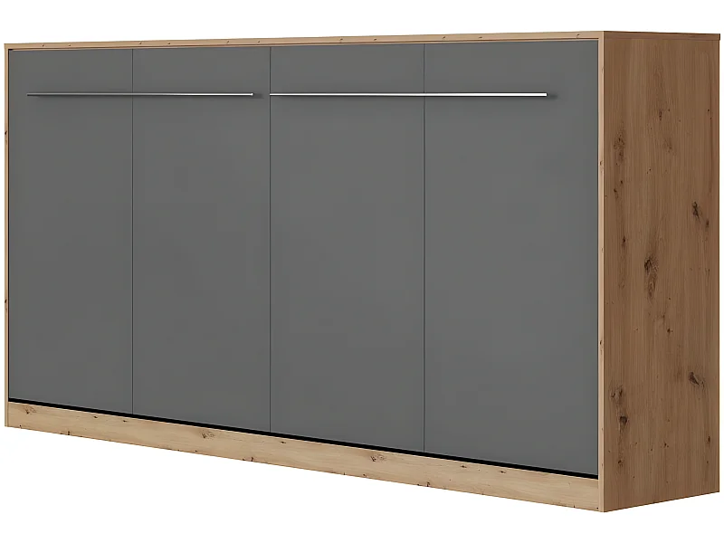 Armoire Lit escamotable 90x200cm Supérieur Horizontal Lit Rabattable Lit Mural Chêne Sauvage/Anthracite