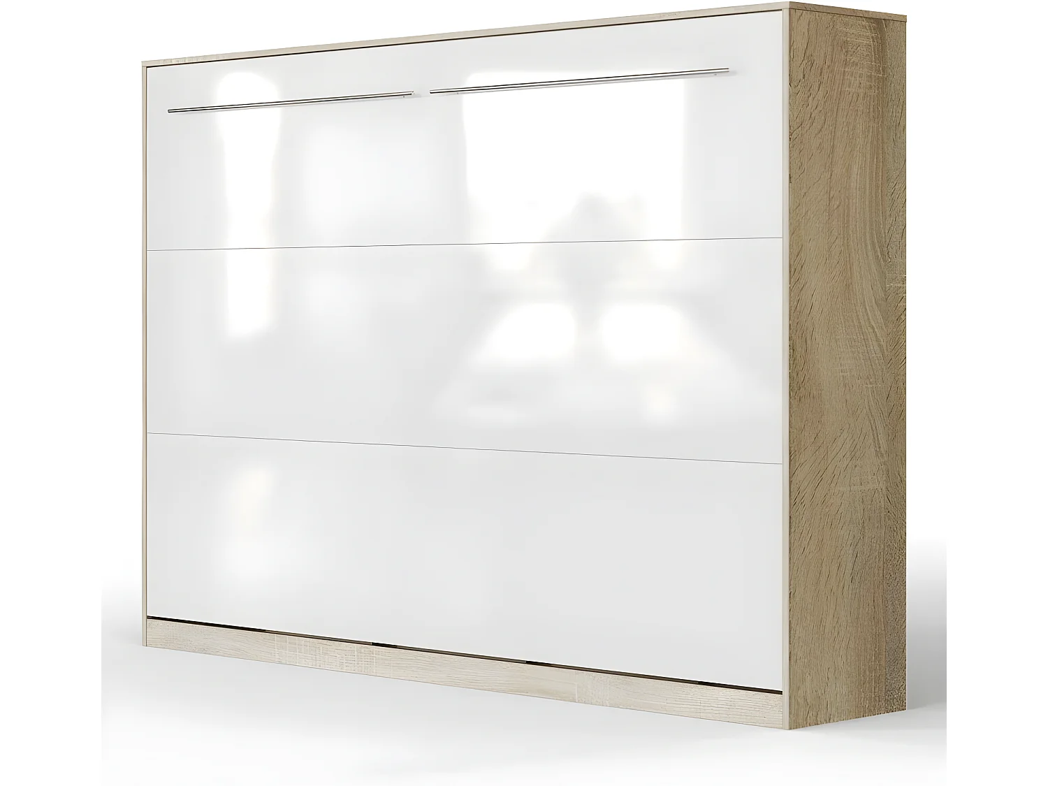 Armoire Lit escamotable 140x200cm Supérieur Horizontal Lit Rabattable Lit Mural Chêne Sonoma/Blanc brillant