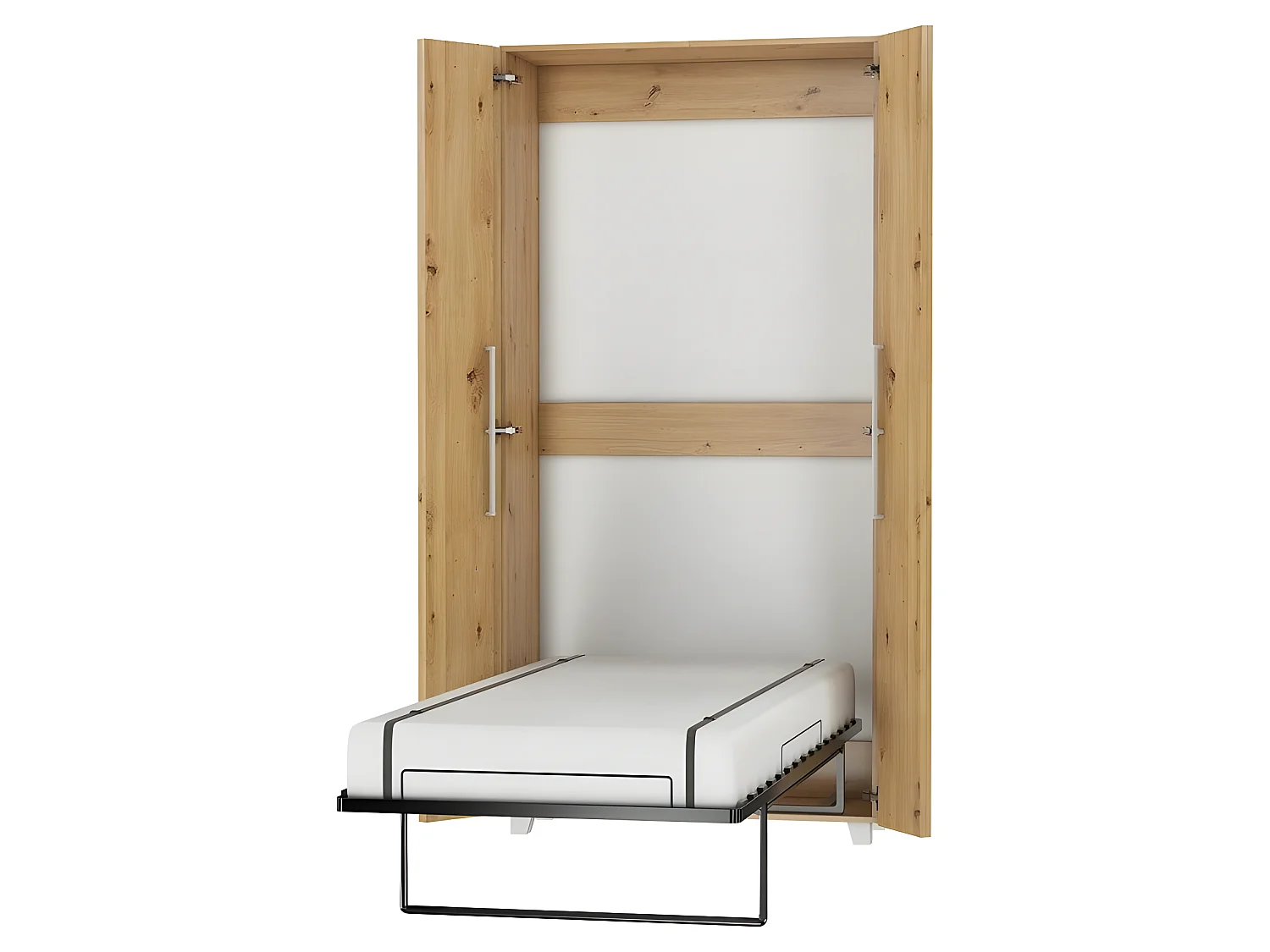 Armoire Lit escamotable Vertical 90x200 cm Chêne Artisan avec porte Lit Rabattable Lit Mural Todor