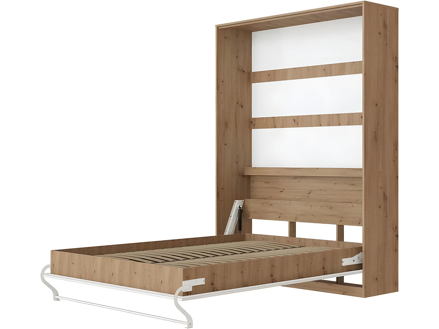 Armoire Lit escamotable 140x200cm Lit Rabattable Lit Mural Supérieur Vertical Chêne Sauvage/blanc