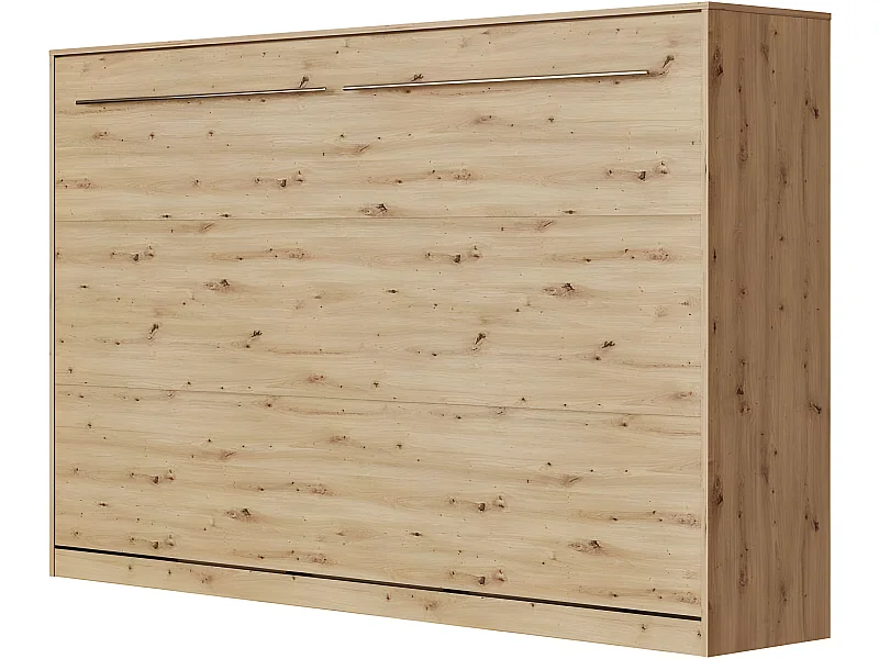 Armoire Lit escamotable 120x200cm Supérieur Horizontal Lit Rabattable Lit Mural Chêne Sauvage/Chêne Sauvage