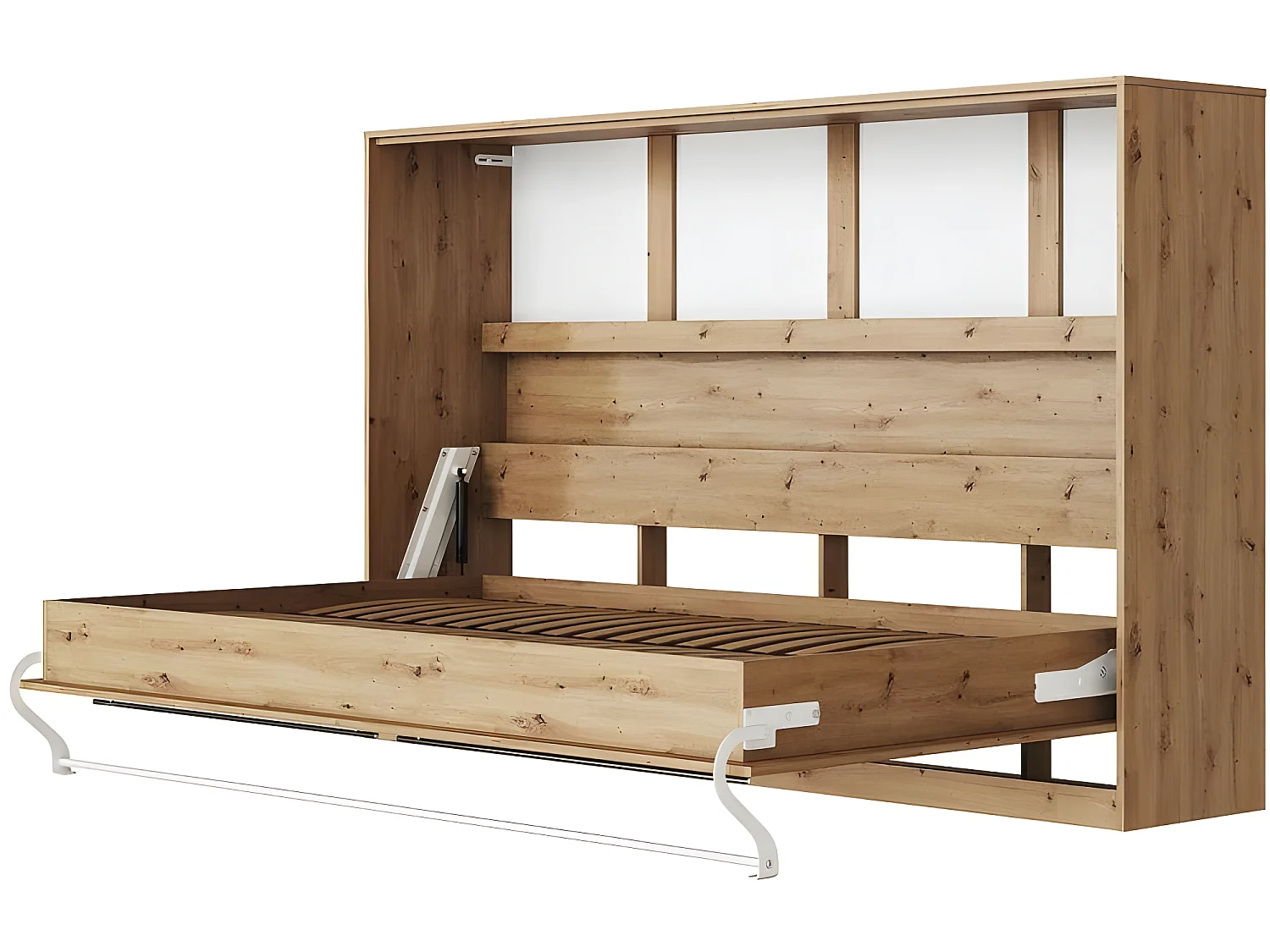 Armoire Lit escamotable 120x200cm Supérieur Horizontal Lit Rabattable Lit Mural Chêne Sauvage/Chêne Sauvage