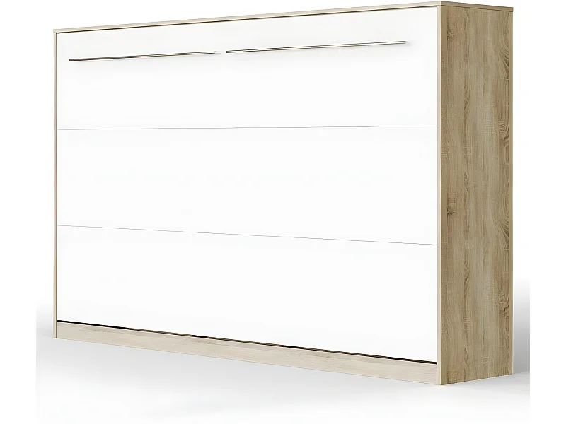 Armoire Lit escamotable 120x200cm Supérieur Horizontal Lit Rabattable Lit Mural Chêne Sonoma/Blanc